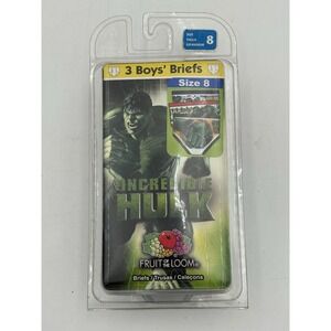 Vintage 2007 Fruit of the Loom Funpals Hulk Boys‎ Briefs 3 Pack Size 8 Sealed